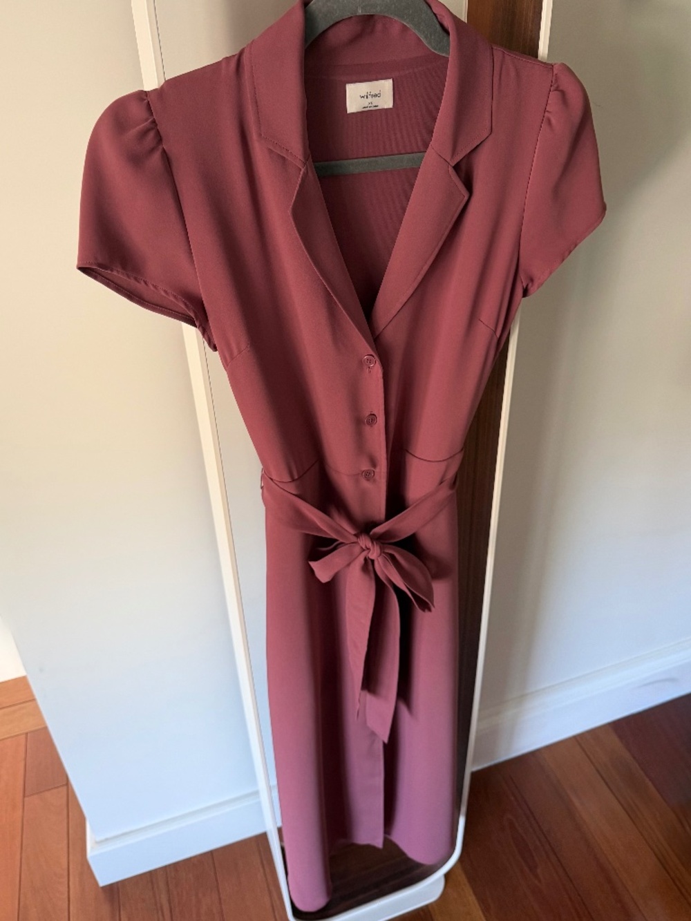 Wilfred Aritzia Rose Crepe Tie Waist Midi Dress XS NWOT
